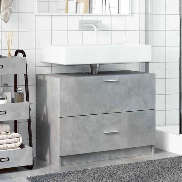 vidaXL Sink Cabinet Concrete Grey Engineered Wood 30.7x14.6x23.2 in