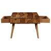 vidaXL Coffee Table Brown and White Solid Acacia Wood 43.3x19.7x13.8 in