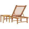 vidaXL Sun Lounger Cream Solid acacia wood Large Durable Sun Lounger