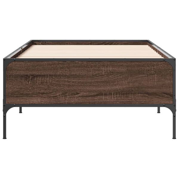 vidaXL Bed Frame Brown oak Engineered wood, metal, plywood Small single