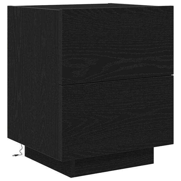 vidaXL Bedside Cabinet with Drawer Black Oak 17.72 x 15.75 x 21.65 in