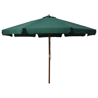 vidaXL Outdoor Parasol with Wooden Pole 129.9" Green