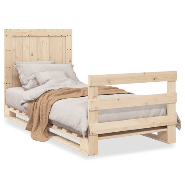 vidaXL Bed Frame Pine Solid Pine Wood Twin Sturdy Bed Frame