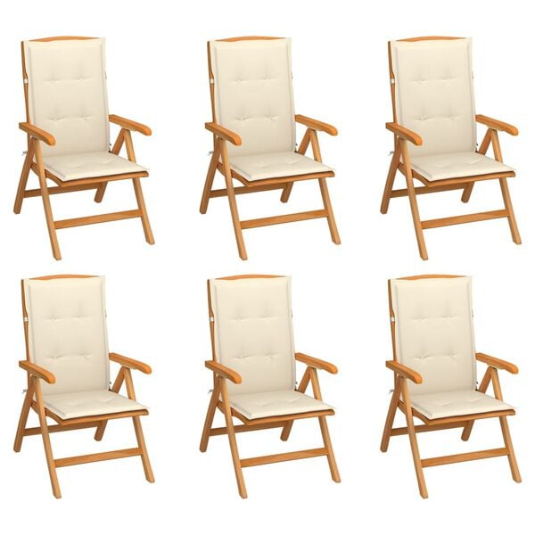 vidaXL Garden Chair Set of 6 Teak Brown