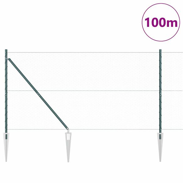 vidaXL Fence with Posts Green 1.4 x 100 m PVC-coated steel