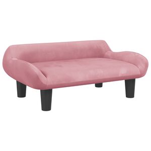 vidaXL Kids Sofa Pink Velvet (100% polyester), solid pine wood Mini