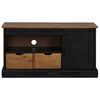 vidaXL TV Cabinet Black Solid pine wood, metal 43.3 x 15.7 x 23.6 in