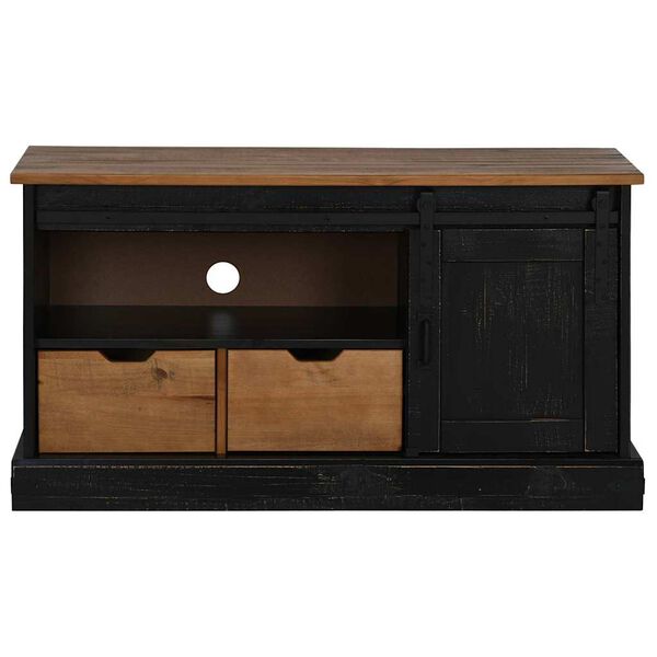vidaXL TV Cabinet Black Solid pine wood, metal 43.3 x 15.7 x 23.6 in