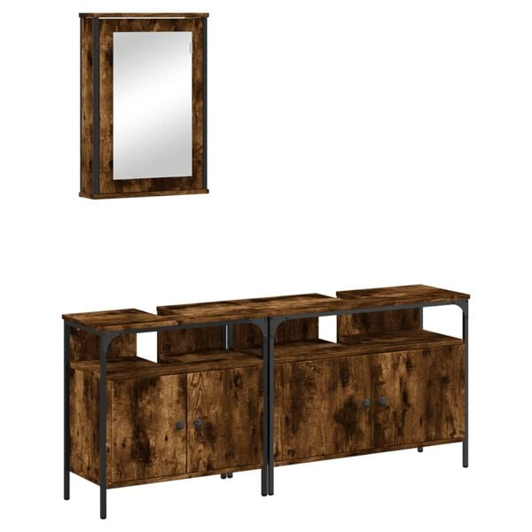 vidaXL Bathroom Furniture Set Smoked Oak