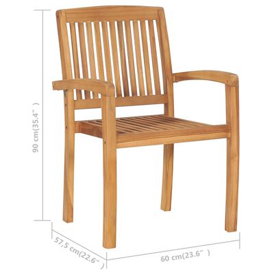 vidaXL Stacking Patio Chairs 6 pcs Solid Teak Wood