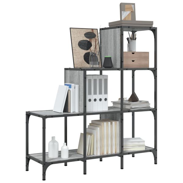 vidaXL Bookcase Grey Sonoma Engineered wood and metal Medium