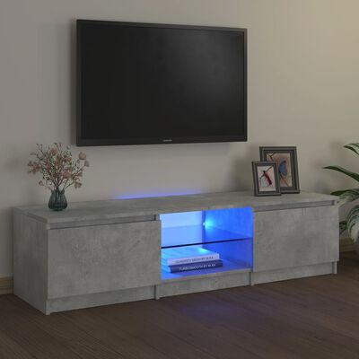 vidaXL TV Stand with LED Lights Concrete Gray 55.1"x15.7"x14"