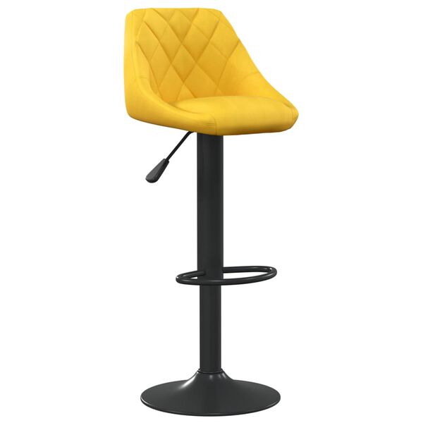 vidaXL Bar Stool Set of 2 Mustard Yellow Velvet, Steel Adjustable