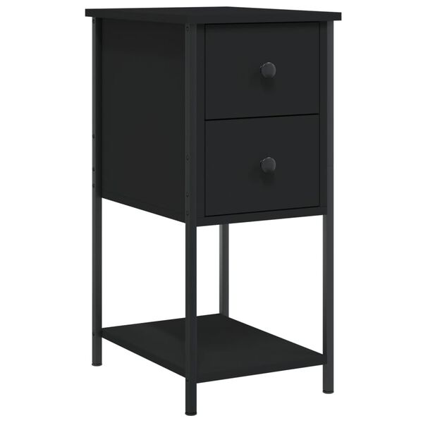 vidaXL Bedside Cabinet Black Engineered wood, iron Medium