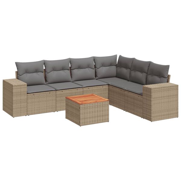 vidaXL Garden Sofa Set Beige PE rattan Large Modular Garden Sofa Set
