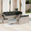 vidaXL Garden Sofa Set Light grey PE Rattan, Powder-coated steel Large