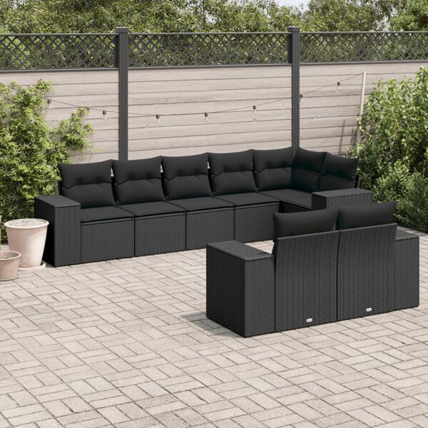 vidaXL Garden Sofa Set Black