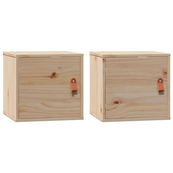 vidaXL Wall Cabinet Set of 2 Natural Pine Solid Pinewood Medium
