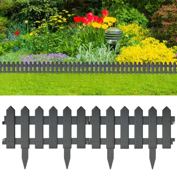 vidaXL Lawn Edgings 25 pcs Anthracite 32.8' PP