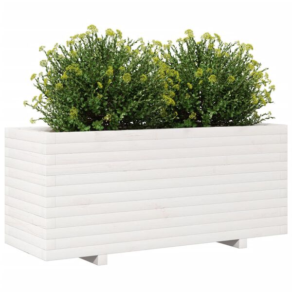 vidaXL Garden Planter White Solid Pine Wood Large Decorative Inlays