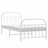 vidaXL Bed Frame White Powder-Coated Steel Single Bed Bed Frame