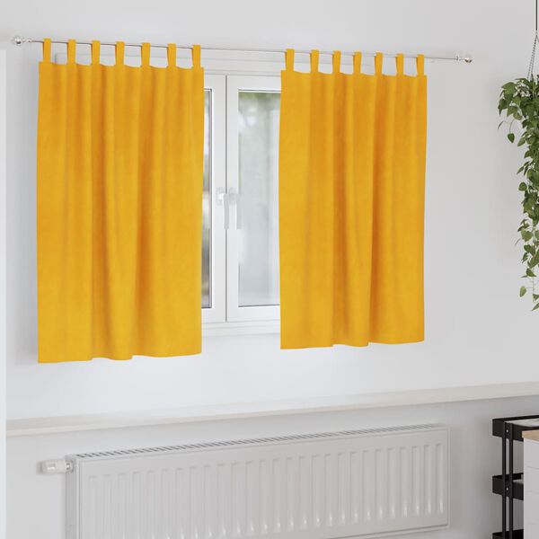 vidaXL Blackout Curtains 2 pcs Mustard Yellow 55.12 x 55.12 in Velvet