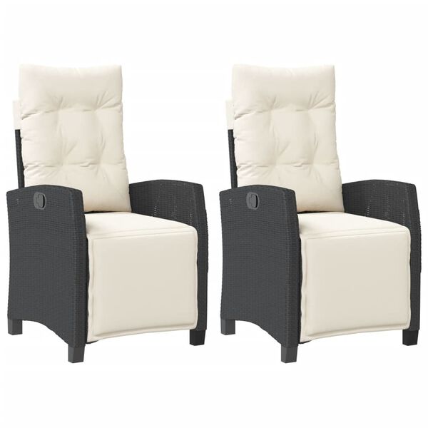 vidaXL Reclining Garden Chair Set of 2 Black