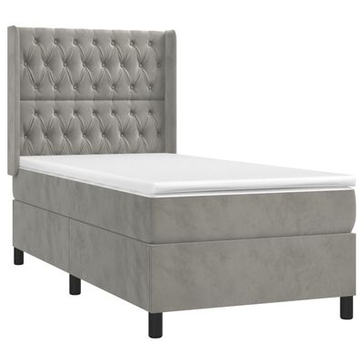 vidaXL Box Spring Bed with Mattress Light Gray Twin Velvet