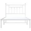 vidaXL Bed Frame White Powder-Coated Steel Twin Bed Frame Rectangular