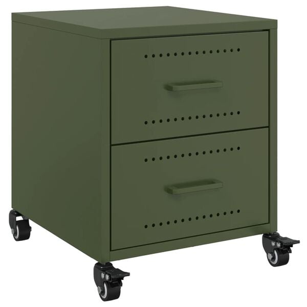 vidaXL Bedside Cabinet Olive Green Cold-rolled Steel Medium