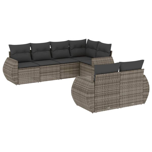 vidaXL Garden Sofa Set Grey PE rattan, powder-coated steel 7 Piece