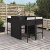 vidaXL Garden Bar Set Black Poly Rattan, Powder-Coated Steel, Tempered Glass