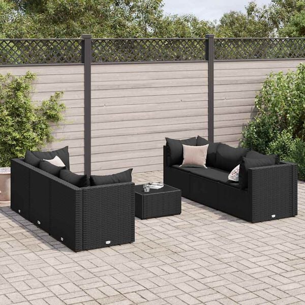 vidaXL Patio Lounge Set Set of 6 Black