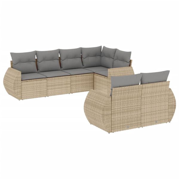 vidaXL Garden Sofa Set Beige PE rattan Large UV-resistant materials