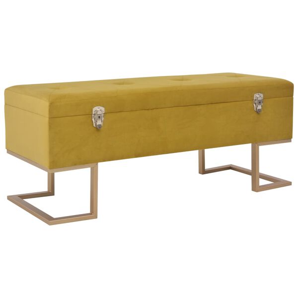 vidaXL Bench Mustard and gold Velvet upholstery and powder-coated iron legs