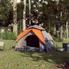 vidaXL Camping Tent Dome 4-Person Gray and Orange Quick Release