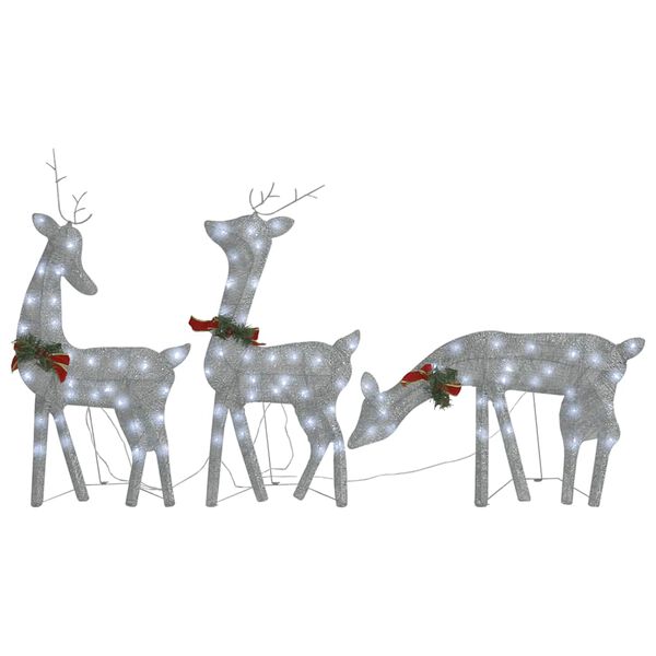 vidaXL Christmas Reindeer Family Set of 3 Silver Fabric Large