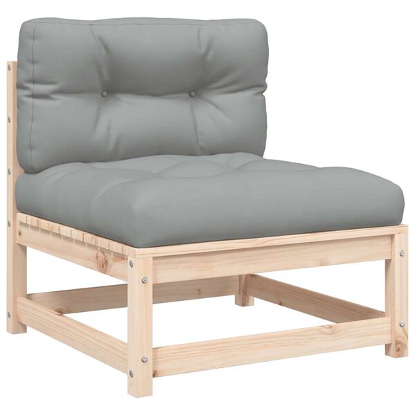 vidaXL Patio Sofa Solid pine wood, Grey cushions