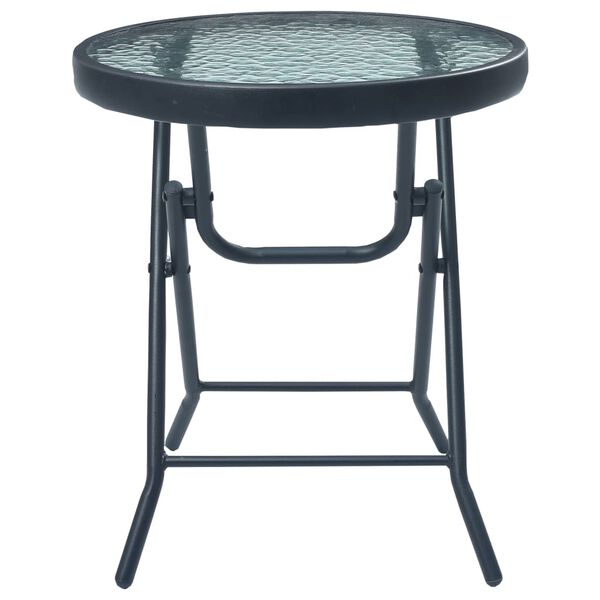 vidaXL Bistro Set Taupe and black Textilene, steel, glass Compact