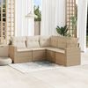 vidaXL Garden Sofa Set Beige Poly Rattan, Powder-Coated Steel 5 Piece Set
