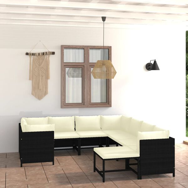 vidaXL Garden Lounge Set Black, Cream White
