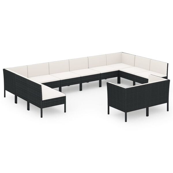 vidaXL Garden Lounge Set Black, Cream White