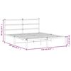 vidaXL Bed Frame White Powder-Coated Steel King Size Bed Frame