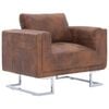 vidaXL Armchairs Brown Faux suede leather, wood, chrome Medium