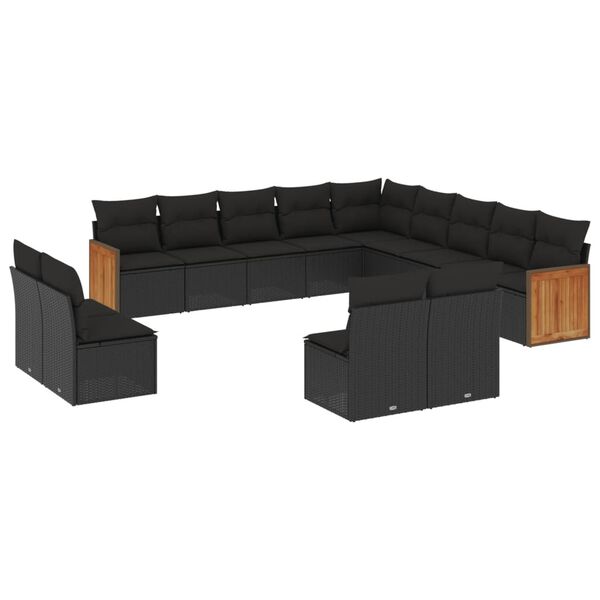 vidaXL Garden Sofa Set Black