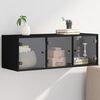vidaXL Wall Cabinet with Glass Doors Black 40.2"x14.6"x13.8"
