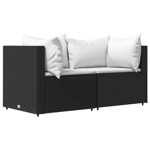 vidaXL Patio Corner Sofa Black PE rattan Standard Modular