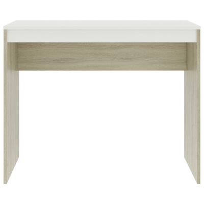 vidaXL Desk White and Sonoma Oak 35.4"x15.7"x28.3" Engineered Wood