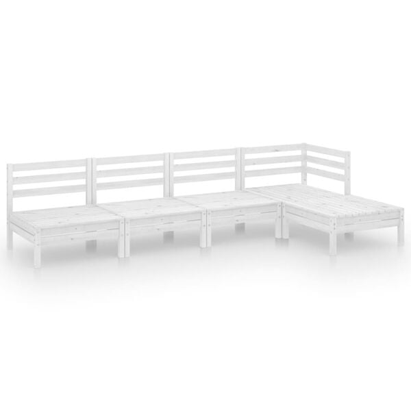 vidaXL Garden Lounge Set White Solid Pinewood 5 Piece Set Modular