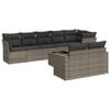 vidaXL Garden Sofa Set Grey PE rattan, powder-coated steel, tempered glass
